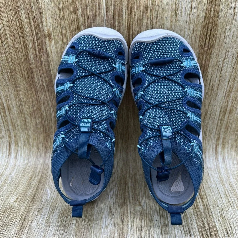 KEEN Evofit One Water Sandals Women's Size 7 Blue Knit Bungee Hiking Shoes